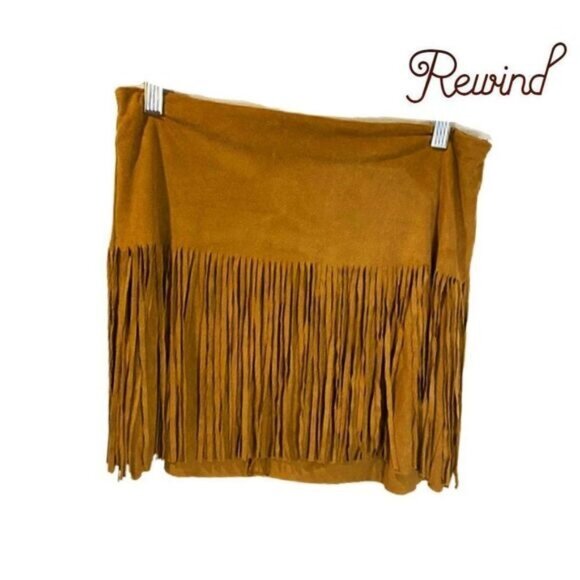 Rewind Women's Tassels Fringed Faux‎ Suede Skirt - Picture 2 of 6